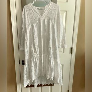 White zara eyelet lace dress (semi high low dress)
